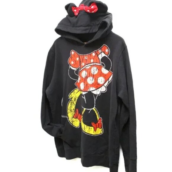Minnie Mouse Ear Hoodie Disney Resort Pullover Sweatshirt Bow Disneyland Black - Picture 7 of 8